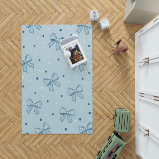 فرشینه دخترانه مخمل ضد حساسیت طرح پاپیون ابی